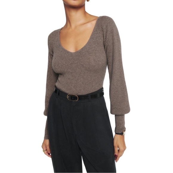 Reformation Brown Hart Cashmere Sweater - Picture 1 of 8